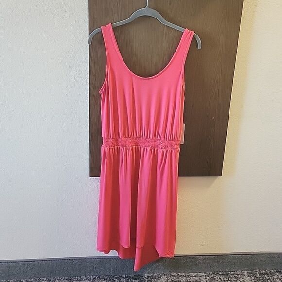 Gibson X Mother Chic Smocked Waist Casual Sleeveless Coral Dress -  Small - Picture 3 of 13